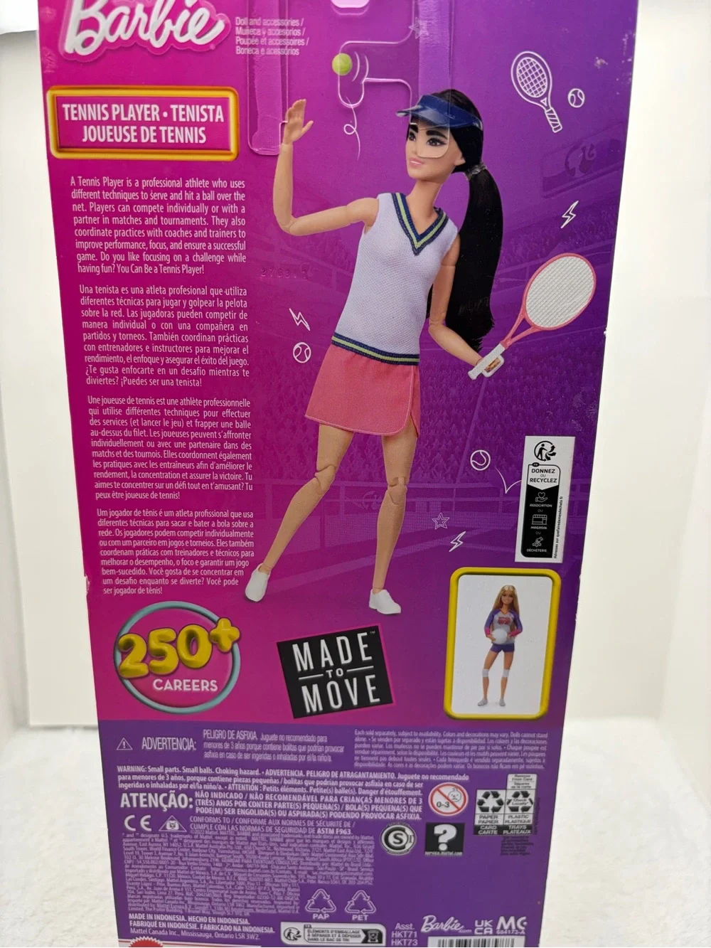 Barbie Tennis Doll - White Top, Pink Skirt, Blue Trim